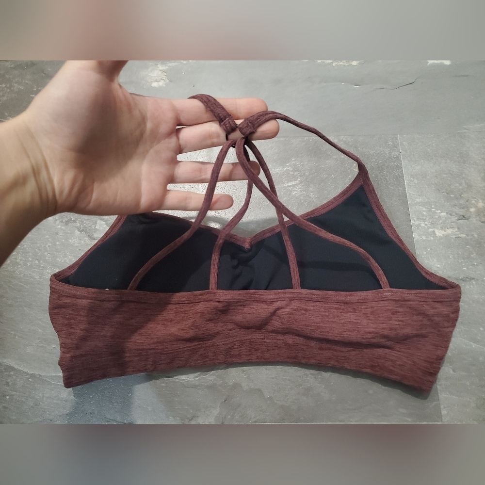 Lole "Half Moon" Women's Strappy Back Sport Bra. Pads. Heathered Burgundy. M. - Picture 4 of 8
